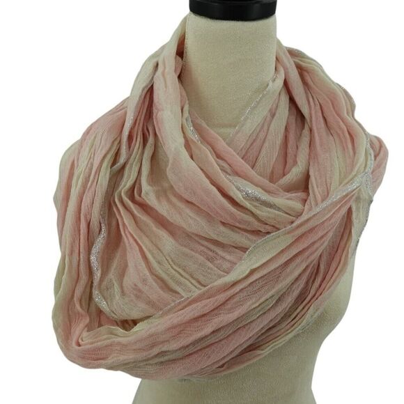 LOFT Pink Striped Sheer Infinity Scarf - Picture 1 of 10